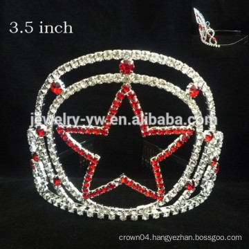 fashion metal silver plating full crystals star custom crown headband